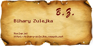 Bihary Zulejka névjegykártya